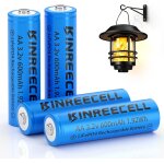Batterie 3. 2v aa 600 mah, batterie lifepo4 double a  faible autodcharge, batteries 3, 2v pour lampes ...