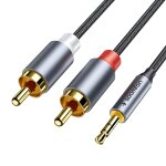 Bhhbb - cinch cble rca jack audio stro nylon tress cble 3. 5mm mle vers 2 rca mle y auxiliaire ...