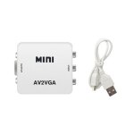 Blanc avec câble - mini convertisseur vidéo hd 1080p av2vga, adaptateur vidéo av / rca / cvbs vers vga ... Blanc avec câble - mini convertisseur vidéo hd 1080p av2vga, adaptateur vidéo av / rca / cvbs vers vga ...
