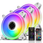 Blanc moonlight ventilateur de boîtier rgb 120 mm avec concentrateur de ventilateur remote, carte mère ... Blanc moonlight ventilateur de boîtier rgb 120 mm avec concentrateur de ventilateur remote, carte mère ...