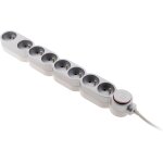 Bloc home 8 prises 16a 2p + t avec interrupteur et fiche parafoudre - silver - cble ho5vv - f 3g1 1, ...