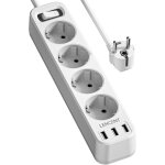 Bloc multiprise 3 ports usb chargeur et 4 prises européenne 4000 w avec interrupteur, câble 1, 5 m, multiprise ... Bloc multiprise 3 ports usb chargeur et 4 prises européenne 4000 w avec interrupteur, câble 1, 5 m, multiprise ...