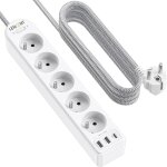 Bloc multiprise electrique améliorée avec 5 prises, 2 usb et 1 type c avec interrupteur, tressé câble ... Bloc multiprise electrique améliorée avec 5 prises, 2 usb et 1 type c avec interrupteur, tressé câble ...