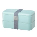 Boîte bento, 2 lunch boxes empilables, 500ml par compart. , bleu pastel Boîte bento, 2 lunch boxes empilables, 500ml par compart. , bleu pastel