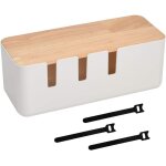 Bote cache cble prise cable box bote  cbles avec couvercle en bois, boite organisateur cable, boite ...