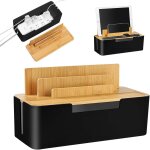 Boîte de rangement pour câbles, organisateur de câbles avec couvercle, boîte de rangement en bambou durable ... Boîte de rangement pour câbles, organisateur de câbles avec couvercle, boîte de rangement en bambou durable ...