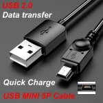 Botier de disque dur mobile usb 2. 0, mini usb vers usb a, chargeur de donnes rapide, alimentation ...