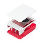 Botier officiel raspberry pi 5, coque en abs rouge et blanc avec ventilateur solitaire  temprature, ...