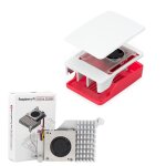 Botier officiel raspberry pi 5, coque en abs rouge et blanc avec ventilateur solitaire  temprature, ...