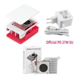 Botier officiel raspberry pi 5, coque en abs rouge et blanc avec ventilateur solitaire  temprature, ...