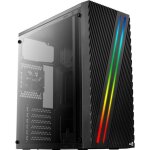Boitier pc moyen tour atx aerocool streak rgb avec panneau vitré - noir Boitier pc moyen tour atx aerocool streak rgb avec panneau vitré - noir