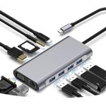 Borlterclamp hub usb c, adaptateur usb c multiport 11 en 1 avec hdmi 4k et vga, port ethernet, 4 ports ...
