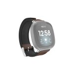 Braclet fitbit versa 3 / sense, bracel. de montre cuir et silic. , marron Braclet fitbit versa 3 / sense, bracel. de montre cuir et silic. , marron