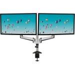 Bras double pour ecrans support aluminium de moniteur 32 pouces pour bureau hauteur, pivotement, position ...