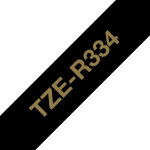 Brother tze - r334 - satin - or sur noir - rouleau (1, 2 cm x 4 m) 1 cassette(s) bande de ruban - pour ...