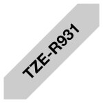 Brother tze - r931 - satin - noir sur argent - rouleau (1, 2 cm x 4 m) 1 cassette(s) bande de ruban - ...