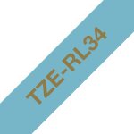 Brother tze - rl34 - satin - or sur bleu clair - rouleau (1, 2 cm x 4 m) 1 cassette(s) bande de ruban ...