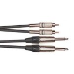 Câble 2 jack 6, 35 mono - 2 rca mâle - yellow câble k03 3 mètres Câble 2 jack 6, 35 mono - 2 rca mâle - yellow câble k03 3 mètres