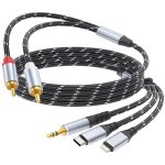 Câble 3, 5 mm vers rca, lightning vers rca mâle vers adaptateur audio auxiliaire, adaptateur audio hifi ... Câble 3, 5 mm vers rca, lightning vers rca mâle vers adaptateur audio auxiliaire, adaptateur audio hifi ...