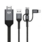 C�ble adaptateur 3 - en - 1 micro usb type - c vers hdmi, adaptateur tv av 1080p pour iphone xiaomi huawei ...