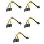 Câble adaptateur d'alimentation double sata 15 broches à 8 broches, 5 pièces, 20cm, pcie Câble adaptateur d'alimentation double sata 15 broches à 8 broches, 5 pièces, 20cm, pcie