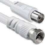 Cble adaptateur d'antenne sat 1, 5 mtres 2x fiche f blinde > prise coaxiale sat blanc f - coax ku ...