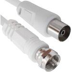 Cble adaptateur pour cble d'antenne sat 2, 5 mtres 2x fiche f blinde > prise coaxiale sat blanc f ...