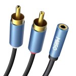 Cble adaptateur audio 3, 5 mm 2 rallonges mle  jack 3, 5 mm femelle (plaqu or 24 carats, botier ...