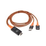 Cble adaptateur hdtv tress usb femelle vers hdmi mle, en nylon de taille portable, prise en charge ...