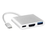 C�ble adaptateur hub 3 en 1 portable type - c m�le vers usb - c usb 3. 0 4k hdmi femelle, pour huawei ...