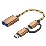 Cble adaptateur otg de type c 2 en 1, pour samsung s10 s10 + xiaomi mi 9, android, macbook, souris, ...