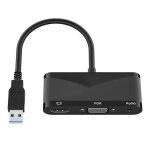 C�ble adaptateur usb 3. 0 vers vga hd, deux - en - un, usb 3. 0, avec hub 3. 5