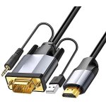 Câble adaptateur vga vers hdmi avec audio, convertit la source vga (pc) dans le connecteur hdmi (tv / ... Câble adaptateur vga vers hdmi avec audio, convertit la source vga (pc) dans le connecteur hdmi (tv / ...