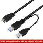 C�ble d'alimentation usb3. 0 micro b double t�te pour disque dur mobile, c�ble de donn�es avec alimentation ...