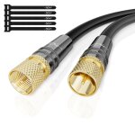Cble d'antenne de 1. 5 mtres, cble satellite coaxial hd 2x connecteurs f, capuchon en mtal plaqu ...