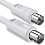 Cble d'antenne 15 mtres 2x fiche coaxiale blinde > prise coaxiale coaxiale blanc st - ku 75db 15m