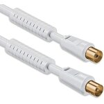 Cble d'antenne 7, 5 mtres (80 db) avec filtre de courant  gaine de ferrite, 2x blind plaqu or, fiche ...