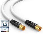 Cble d'antenne 7, 5m blanc - mle  femelle iec coaxial - cble coaxial hdtv premium pour tlvision ...