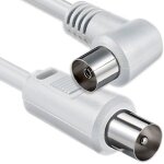 Cble d'antenne coud 5, 0 mtres 2x fiche coaxiale blinde > prise coaxiale 90 coaxiale blanc st - ku ...