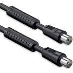 Cble d'antenne avec filtre de courant  gaine de ferrite 7, 5 mtres 2x fiche coaxiale blinde > prise ...