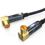 Cble d'antenne tv de 1m, cble coaxial fiche coaxiale (angle 90) vers couplage coaxial (angle 90), fiche ...