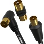 C�ble d`antenne tv 2m angle droit - c�ble coaxial m�le - m�le avec adaptateur - connecteurs rf plaqu�s ...