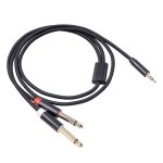 C�ble audio 3. 5mm m�le vers double 6. 35, prise plaqu�e or avec maille tress�e, s�parateur de c�ble ...