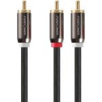 C�ble audio adaptateur en y de 2m - 1 rca vers 2 rca ¿ c�ble pour subwoofer, caisson de basse, enceinte ...