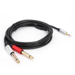 C�ble audio hifi de 1. 8m, mini jack 3. 5mm � double 6. 35mm pour console de mixage de casque d'ordinateur, ...