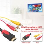 C�ble audio rca 1. 5m, hdmi vers 3rca, c�ble audio et vid�o av, adaptateur de c�ble, connecteur pour ...