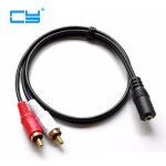 Cble audio stro rca 2 mle  1 femelle de 3. 5mm, sparateur audio y 3. 5mm femelle, pour vcd, amplificateu ...