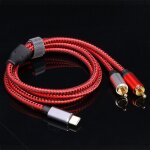 Câble audio usb type c à 2 rca mâle, texture délicate, cordon adaptateur pour amplificateur xiaomi huawei, ... Câble audio usb type c à 2 rca mâle, texture délicate, cordon adaptateur pour amplificateur xiaomi huawei, ...