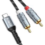 Cble audio usb - c vers rca, type - c mle vers 2rca mles y splitter pour voiture, haut - parleur, ...