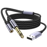 Cble audio, cble audio usb vers 6. 35mm trs tress en nylon de haute qualit, compatible avec les appareils ...